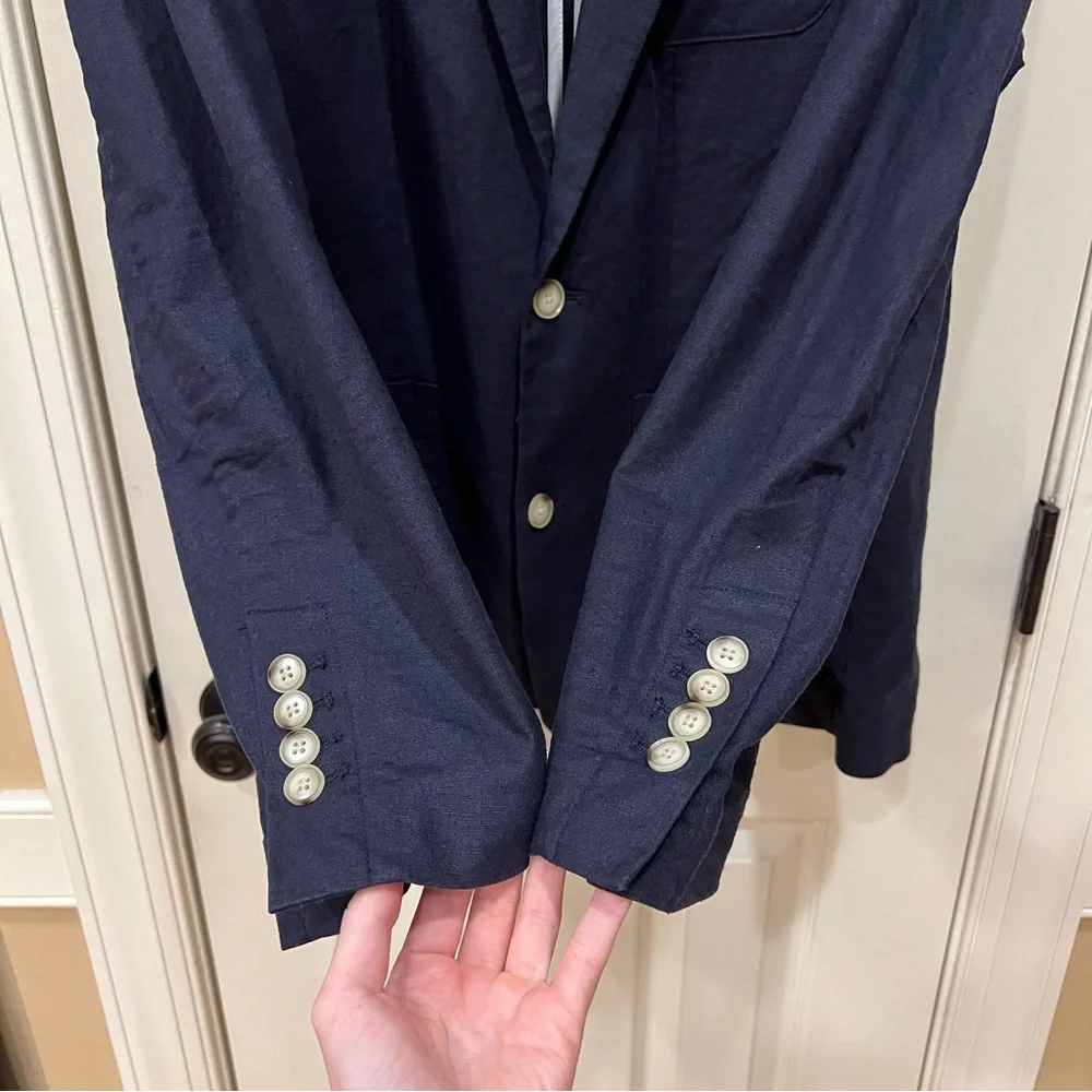 NEW State & Liberty Unstructured Linen Blazer Navy Blue 44 Performance Sport